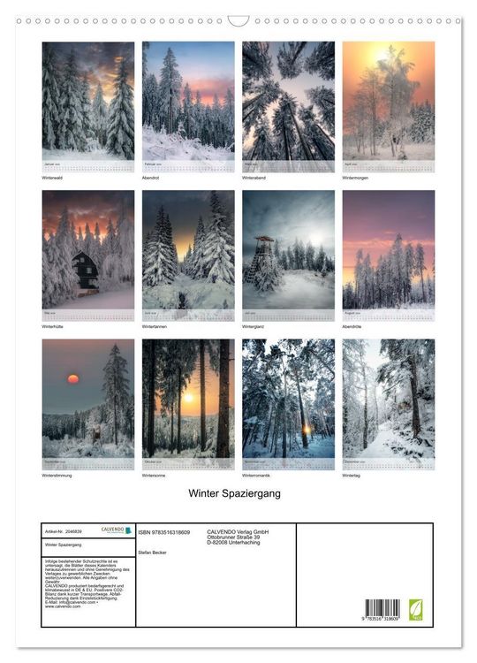 Produktbild: Winter Spaziergang (Wandkalender 2026 DIN A2 hoch), CALVENDO Monatskalender