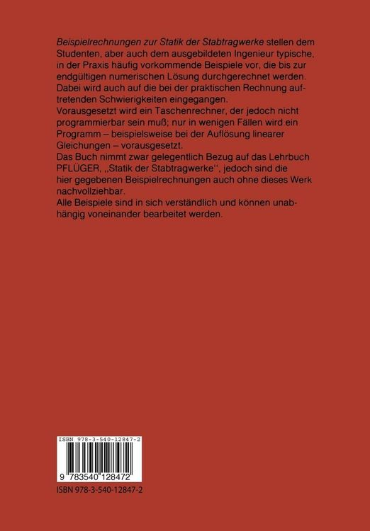 Produktbild: Beispielrechnungen zur Statik der Stabtragwerke