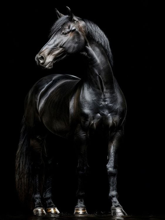 Produktbild: CALVENDO Puzzle Schwarze Eleganz - Pferde Rappe | 1000 Teile Lege-Gr&ouml;&szlig;e 64x48cm Foto-Puzzle f&uuml;r gl&uuml;ckliche Stunden