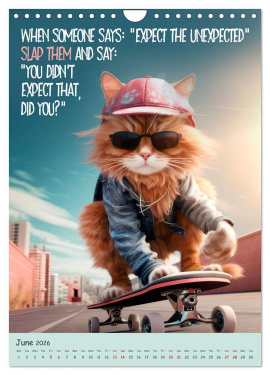 Produktbild: LUNATIC CATS Enjoy hilarious and wacky sayings (Wall Calendar 2026 DIN A4 portrait), CALVENDO 12 Month Wall Calendar