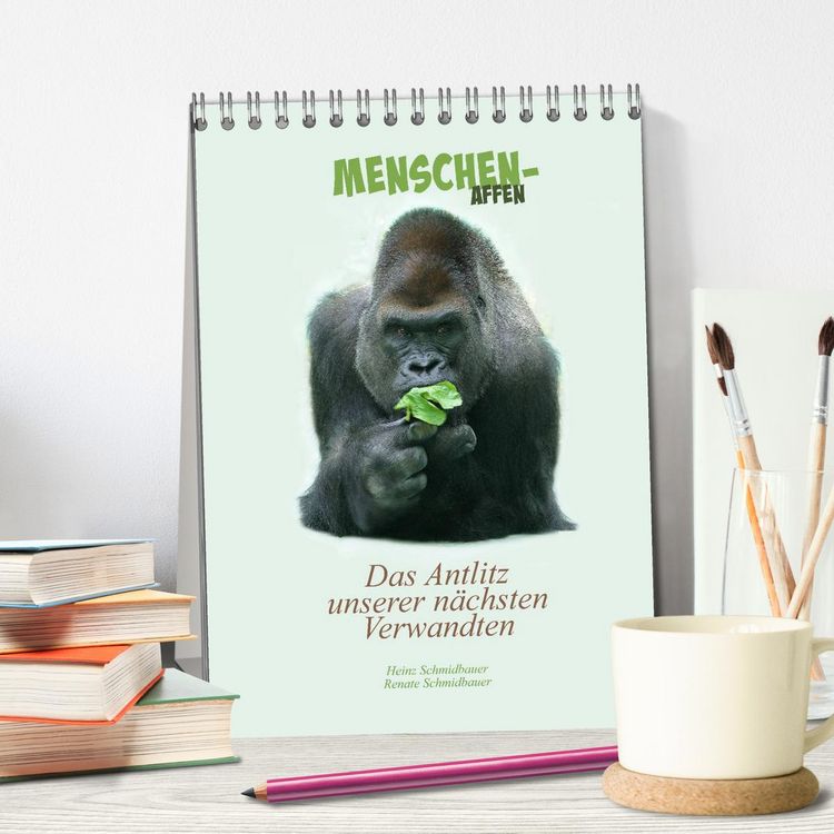 Produktbild: Menschenaffen - Das Antlitz unserer n&auml;chsten Verwandten (Tischkalender 2026 DIN A5 hoch), CALVENDO Monatskalender