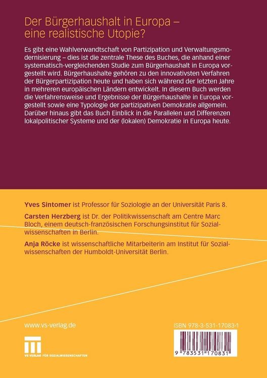 Produktbild: Der B&uuml;rgerhaushalt in Europa - eine realistische Utopie?