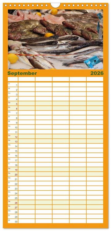 Produktbild: Familienplaner 2026 - Markttag in Frankreich mit 5 Spalten (Wandkalender, 21 x 45 cm) CALVENDO