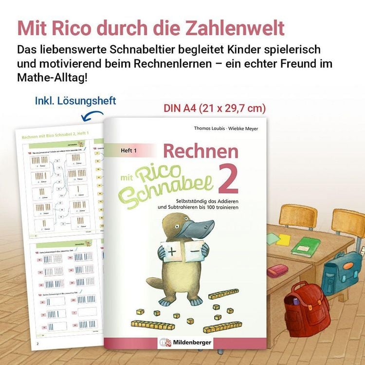 Produktbild: Rechnen mit Rico Schnabel Klasse 2, Heft 1 &ndash; Selbstst&auml;ndig das Addieren und Subtrahieren bis 100 trainieren