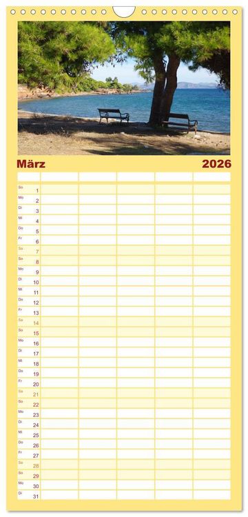 Produktbild: Familienplaner 2026 - Reisen ans Meer mit 5 Spalten (Wandkalender, 21 x 45 cm) CALVENDO