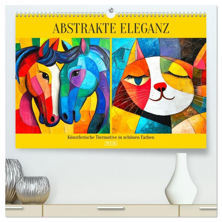 Produktbild: Abstrakte Eleganz. K&uuml;nstlerische Tiermotive in sch&ouml;nen Farben (hochwertiger Premium Wandkalender 2026 DIN A2 quer), Kunstdruck in Hochglanz