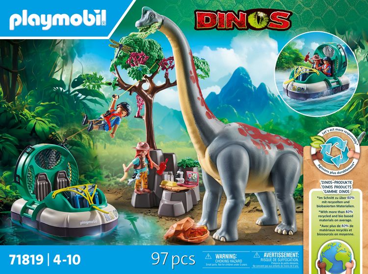 Produktbild: PLAYMOBIL 71819 Brachiosaurus-Begegnung mit Luftkissenboot