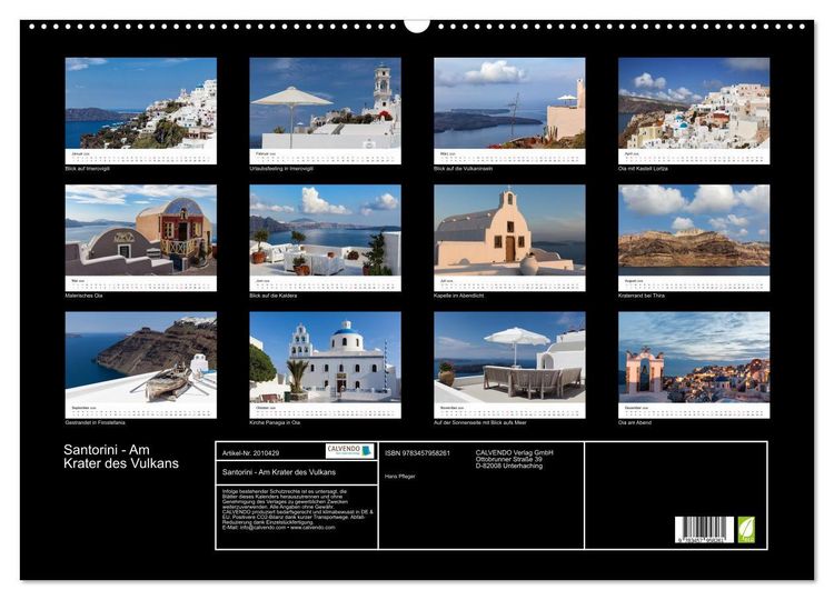 Produktbild: Santorini - Am Krater des Vulkans (Wandkalender 2026 DIN A2 quer), CALVENDO Monatskalender