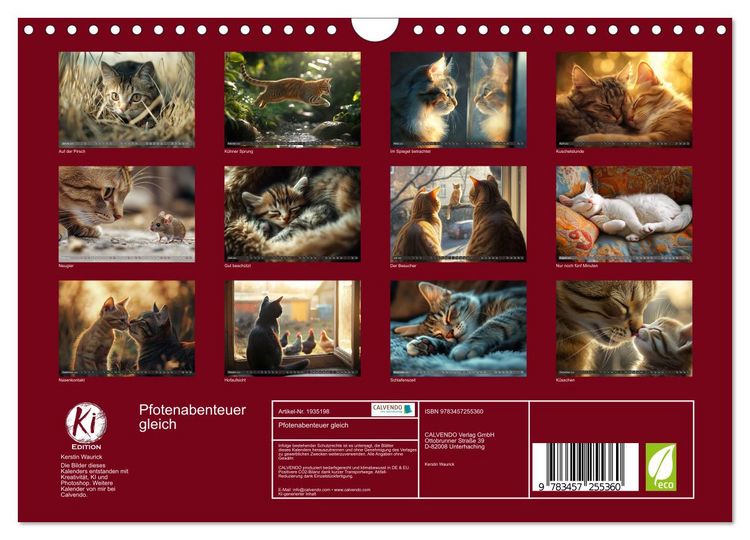 Produktbild: Pfotenabenteuer gleich (Wandkalender 2026 DIN A4 quer), CALVENDO Monatskalender