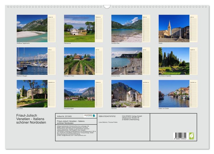 Produktbild: Friaul-Julisch Venetien - Italiens sch&ouml;ner Nordosten (Wandkalender 2026 DIN A2 quer), CALVENDO Monatskalender
