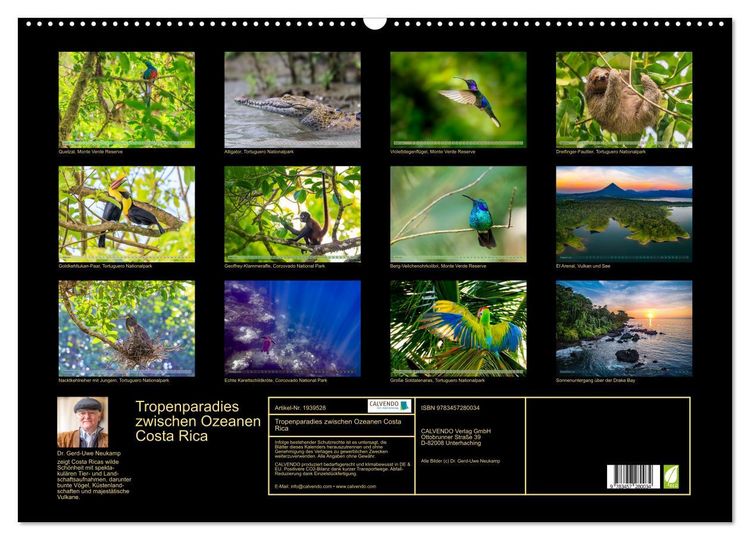 Produktbild: Tropenparadies zwischen Ozeanen Costa Rica (Wandkalender 2026 DIN A2 quer), CALVENDO Monatskalender