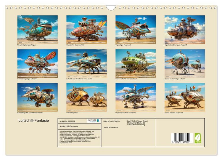 Produktbild: Luftschiff-Fantasie (Wandkalender 2026 DIN A3 quer), CALVENDO Monatskalender