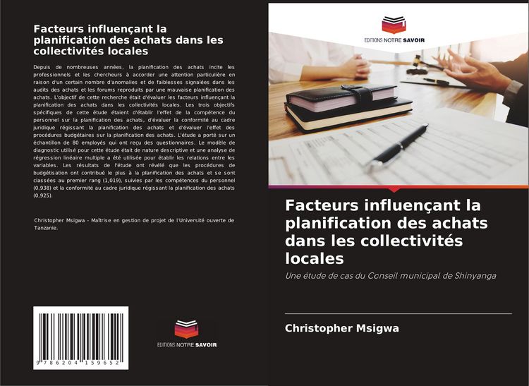 Produktbild: Facteurs influen&ccedil;ant la planification des achats dans les collectivit&eacute;s locales