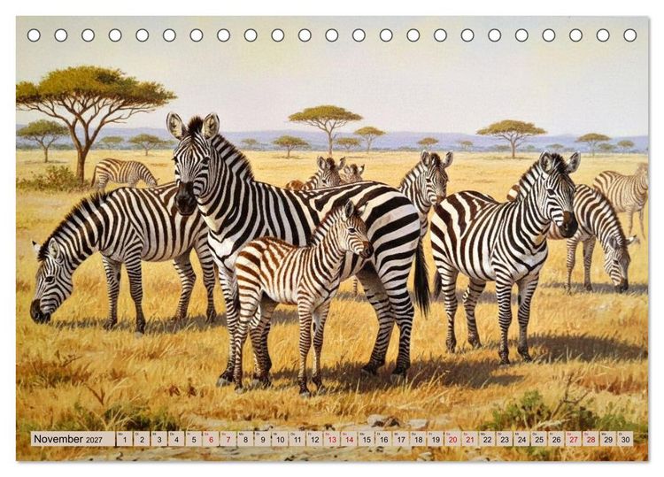 Produktbild: Afrikas Tiere wie aus alten B&uuml;chern (Tischkalender 2027 DIN A5 quer), CALVENDO Monatskalender