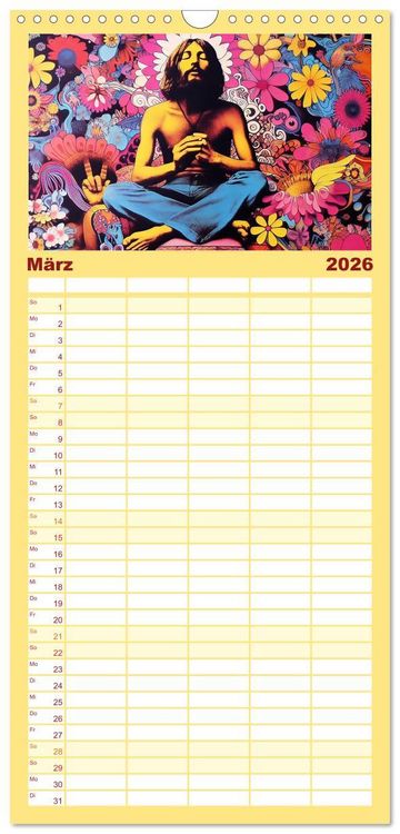 Produktbild: Familienplaner 2026 - Psychodelic Art mit 5 Spalten (Wandkalender, 21 x 45 cm) CALVENDO