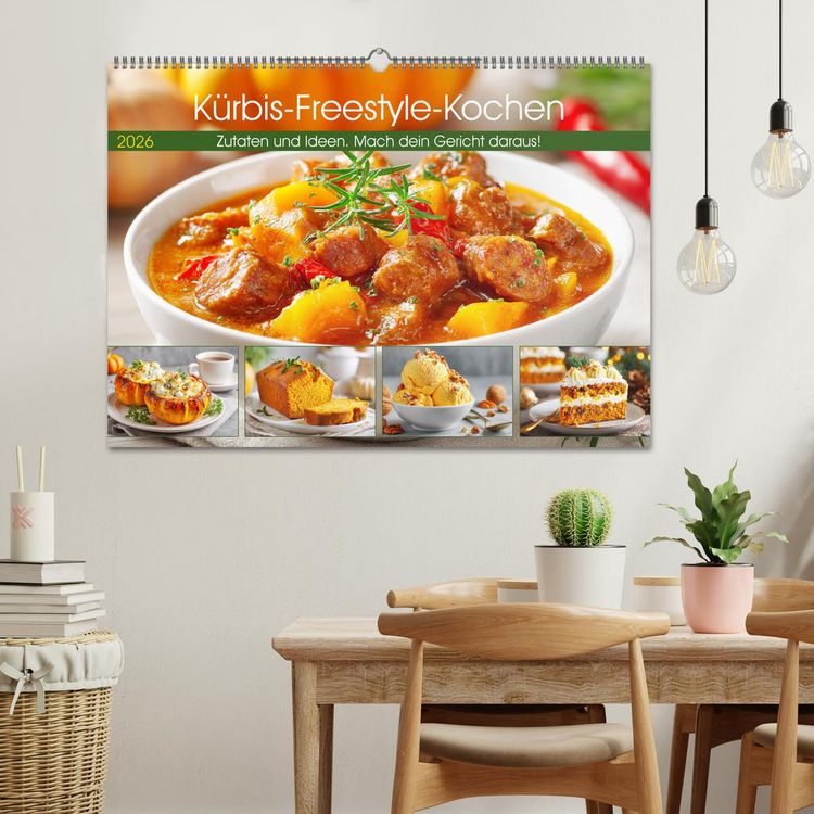 Produktbild: K&uuml;rbis-Freestyle-Kochen. Zutaten und Ideen. Mach dein Gericht daraus! (Wandkalender 2026 DIN A2 quer), CALVENDO Monatskalender