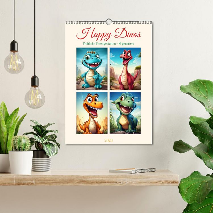 Produktbild: Happy Dinos (Wandkalender 2026 DIN A3 hoch), CALVENDO Monatskalender