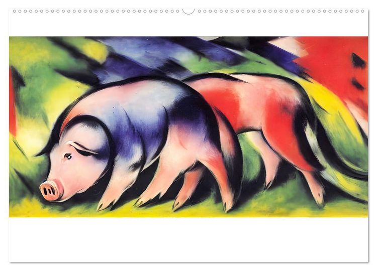 Produktbild: Bauernhoftiere, expressionistisch bunt (Wandkalender 2026 DIN A2 quer), CALVENDO Monatskalender