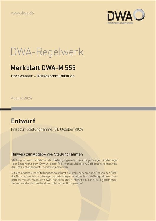 Produktbild: Merkblatt DWA-M 555 Hochwasser - Risikokommunikation (Entwurf)