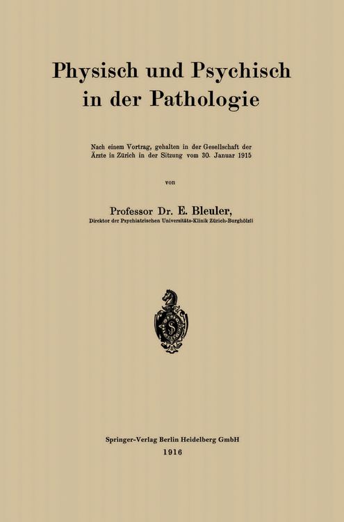 Produktbild: Physisch und Psychisch in der Pathologie