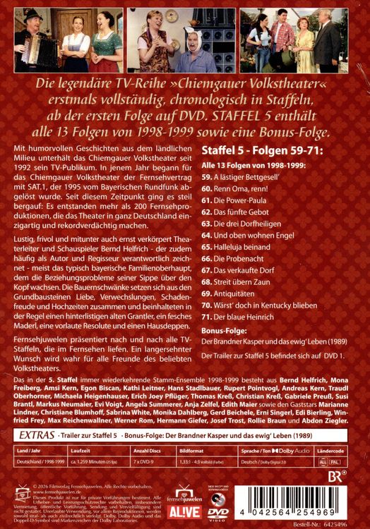 Produktbild: Chiemgauer Volkstheater - Die komplette Staffel 5 von 1998-1999 plus Bonus (Fernsehjuwelen) [7 DVDs]