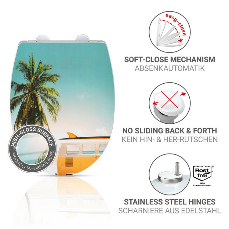 Produktbild: WC-Sitz Mod. Corbara, mehrfarbig, Thermoplast, 36.5x45 cm, mit Easy-Close Absenkautomatik