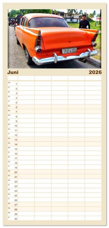 Produktbild: Familienplaner 2026 - DODGE '55 mit 5 Spalten (Wandkalender, 21 x 45 cm) CALVENDO