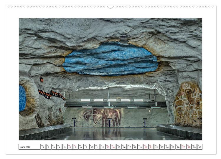 Produktbild: Stockholms Metrostationen - Bunte Meisterwerke im Untergrund (Wandkalender 2026 DIN A2 quer), CALVENDO Monatskalender