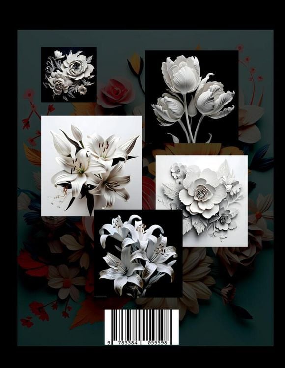Produktbild: Blumen 3D Malbuch &bdquo;Black & White&ldquo;