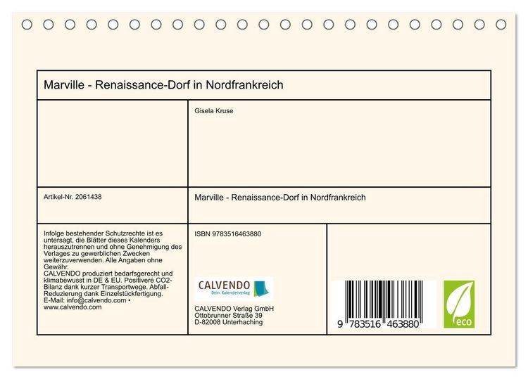 Produktbild: Marville - Renaissance-Dorf in Nordfrankreich (Tischkalender 2026 DIN A5 quer), CALVENDO Monatskalender