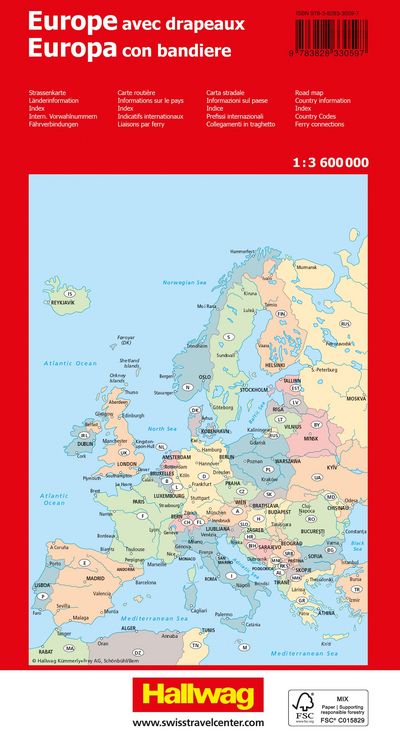 Produktbild: Hallwag Strassenkarte Europa 1:3,6 Mio.