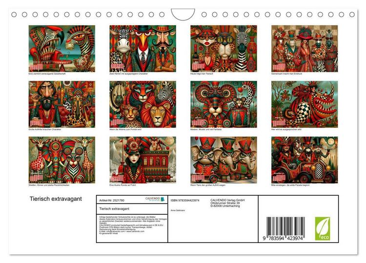 Produktbild: Tierisch extravagant (Wandkalender 2027 DIN A4 quer), CALVENDO Monatskalender