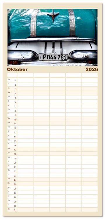 Produktbild: Familienplaner 2026 - PONTIAC '55 mit 5 Spalten (Wandkalender, 21 x 45 cm) CALVENDO