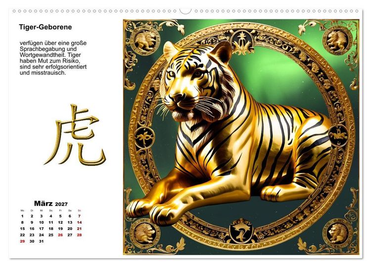 Produktbild: Chinesische Sternzeichen (Wandkalender 2027 DIN A2 quer), CALVENDO Monatskalender