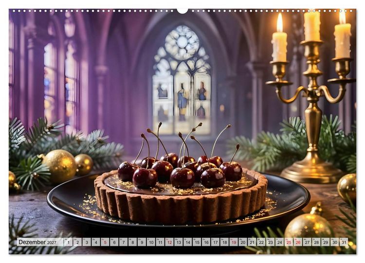 Produktbild: Schattenbankett - Gothic Fine Dining &ndash; 12 Men&uuml;s in dunkler Eleganz (hochwertiger Premium Wandkalender 2027 DIN A2 quer), Kunstdruck in Hochglanz