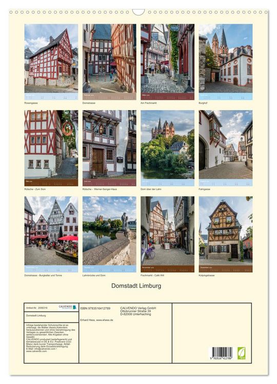 Produktbild: Domstadt Limburg (Wandkalender 2026 DIN A2 hoch), CALVENDO Monatskalender