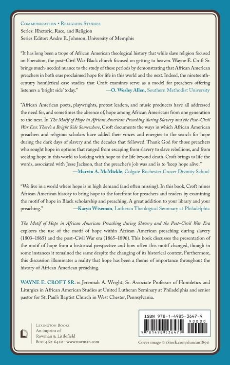 Produktbild: Motif of Hope in African American Preaching during Slavery and the Post-Civil War Era