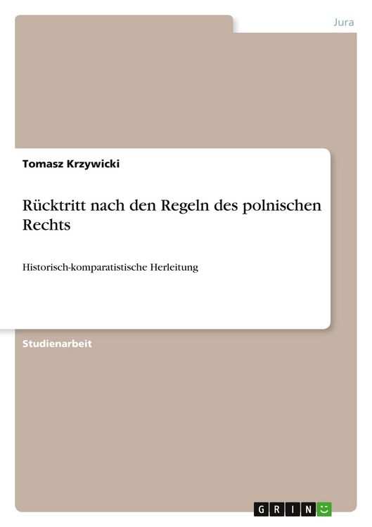 Produktbild: R&uuml;cktritt nach den Regeln des polnischen Rechts
