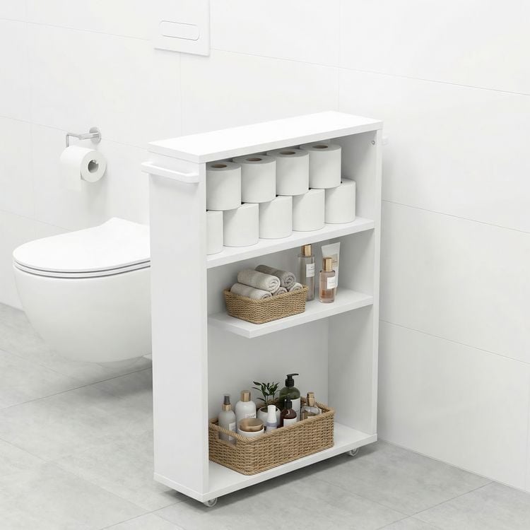 Produktbild: Holz Badschrank Nischenregal Nilari 61 x 20 x 45