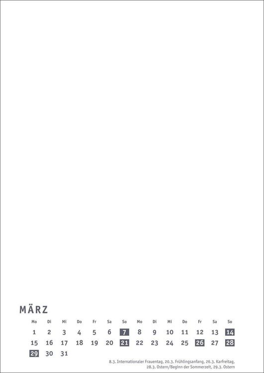 Produktbild: Premium-Bastelkalender wei&szlig; A4 2027