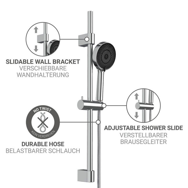 Produktbild: Brauseset Mod. Softwater, 70 cm, chrom, Edelstahl, mikrotropfen-technologie f&uuml;r sanftes duschen