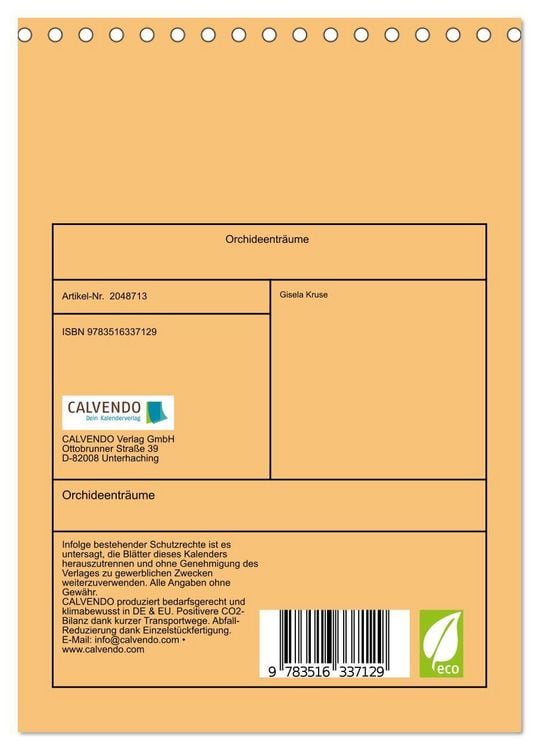 Produktbild: Orchideentr&auml;ume (Tischkalender 2026 DIN A5 hoch), CALVENDO Monatskalender
