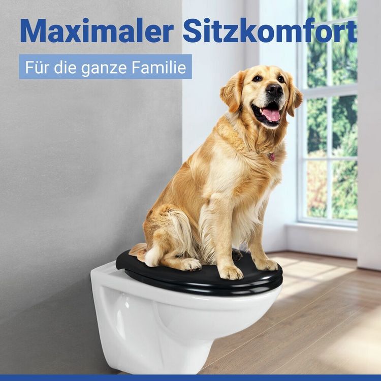Produktbild: WC Sitz Mod. Rieti Schwarz, stabiler Toilettensitz mit Absenkautomatik