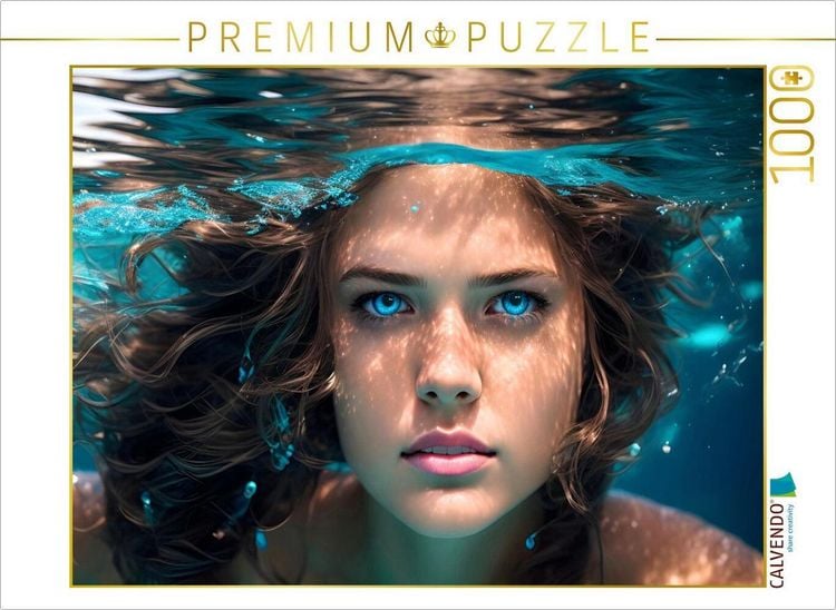 Produktbild: CALVENDO Puzzle Nixe mit stahlblauen Augen unter Wasser | 1000 Teile Lege-Gr&ouml;&szlig;e 64x48cm Foto-Puzzle f&uuml;r gl&uuml;ckliche Stunden