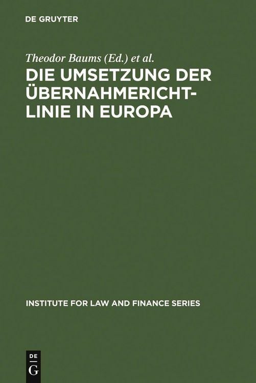 Produktbild: Die Umsetzung der &Uuml;bernahmerichtlinie in Europa