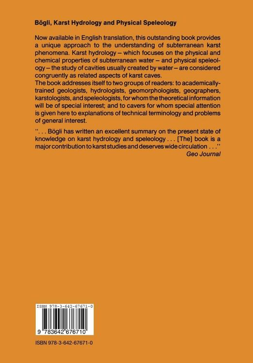 Produktbild: Karst Hydrology and Physical Speleology