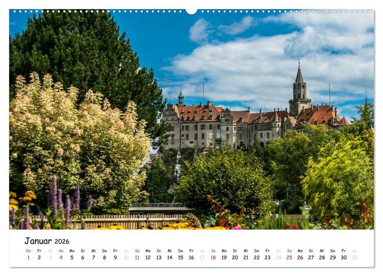 Produktbild: Schl&ouml;sser und G&auml;rten S&uuml;ddeutschland (hochwertiger Premium Wandkalender 2026 DIN A2 quer), Kunstdruck in Hochglanz