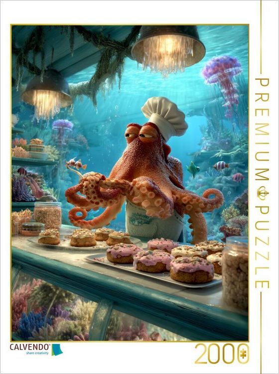 Produktbild: CALVENDO Puzzle Lustiger Oktopus als B&auml;cker unter Wasser | 2000 Teile Lege-Gr&ouml;&szlig;e 90x67cm Foto-Puzzle f&uuml;r gl&uuml;ckliche Stunden