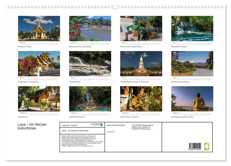 Produktbild: Laos - Im Herzen Indochinas (Wandkalender 2026 DIN A2 quer), CALVENDO Monatskalender