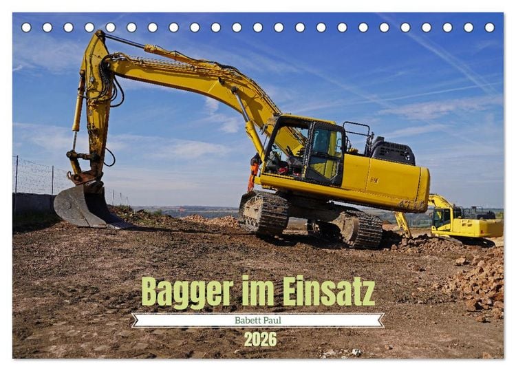 Produktbild: Bagger im Einsatz (Tischkalender 2026 DIN A5 quer), CALVENDO Monatskalender